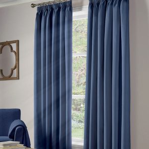 100% Blackout Ready Made Blackout Curtains Blue