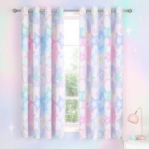 Catherine Lansfield Ombre Star 66'' x 72'' Ready Made Eyelet Curtains White