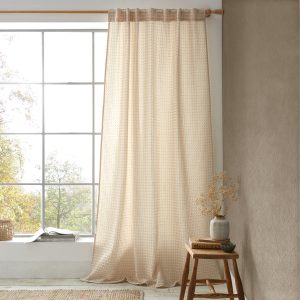 Pineapple Elephant Muscat Waffle Slot Top Ready Made Single Voile Curtain Natural