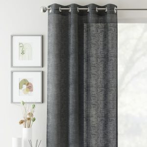 Crete Ready Made Single Voile Curtain Charcoal