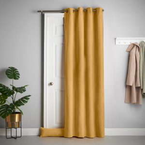 Chenille 56x84 Interlined Eyelet Door Curtain Ochre