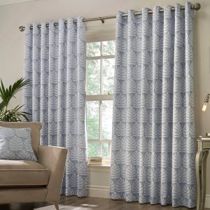 Paoletti Horto Botanical Ready Made Eyelet Curtains Blue