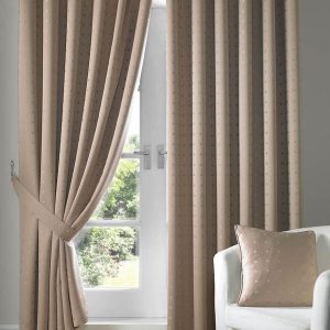 Madison Lined Ready Made Eyelet Curtains Latte