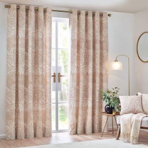 Nola Abstract  Ready Made Eyelet Curtains Oat