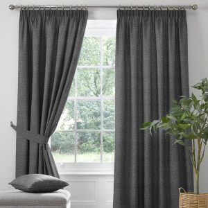 Dreams & Drapes Pembrey Ready Made Pencil Pleat Curtains Charcoal