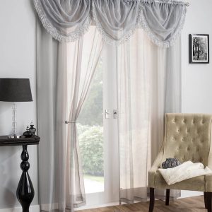Crystal / Savannah Rod Pocket Ready Made Single Voile Curtain Silver