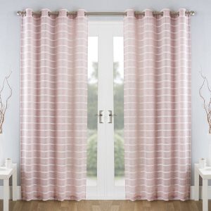 Antigua Eyelet Ready Made Single Voile Curtain Blush