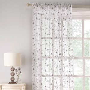 Belle Slot Top Ready Made Single Voile Curtain Grey