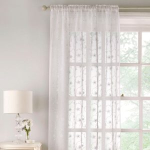 Belle Slot Top Ready Made Single Voile Curtain White