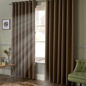 Blackout Ready Made Eyelet Curtains Beige