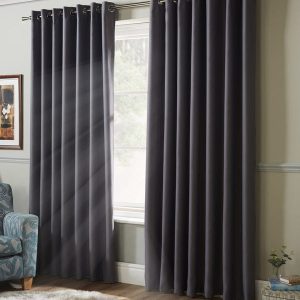 Blackout Ready Made Eyelet Curtains Silver