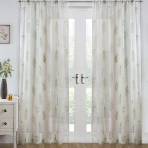 Bracken Ready Made Single Voile Curtain Green