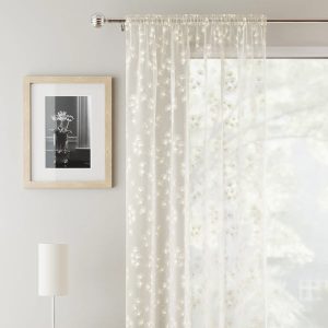 Delila Slot Top Ready Made Single Voile Curtain Cream