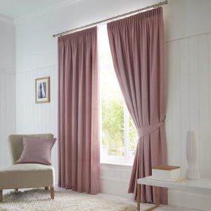 Fusion Dijon Blackout Ready Made Pencil Pleat Curtains Blush