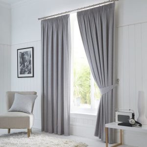 Fusion Dijon Blackout Ready Made Pencil Pleat Curtains Silver