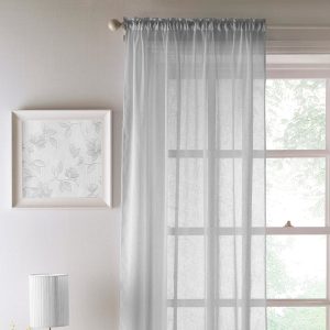 Eden Panel Slot Top Ready Made Single Voile Curtain Silver