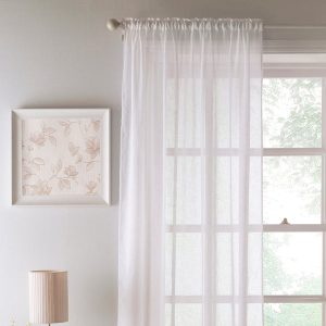 Eden Panel Slot Top Ready Made Single Voile Curtain White