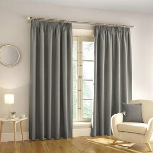 Harvard Blackout Ready Made Pencil Pleat Curtains Grey