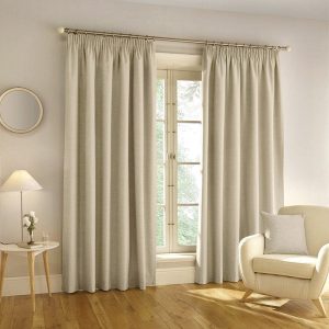 Harvard Blackout Ready Made Pencil Pleat Curtains Natural