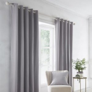 Indiana Ready Made Eyelet Curtains Silver
