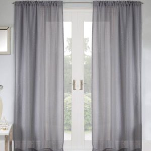 Jewel Rod Pocket Ready Made Single Voile Curtain Grey