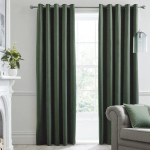 Laurence Llewelyn-Bowen Montrose Ready Made Eyelet Blackout Curtains Bottle Green