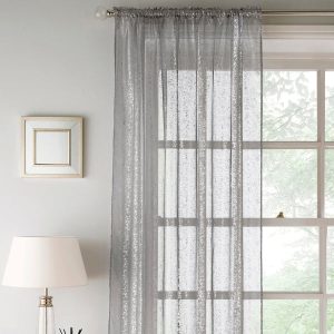 Pandora Slot Top Ready Made Single Voile Curtain Grey
