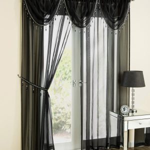 Crystal Ready Made Single Voile Curtain Black