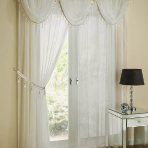 Crystal Ready Made Single Voile Curtain Cream