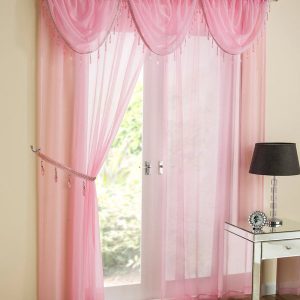 Crystal Ready Made Single Voile Curtain Pink