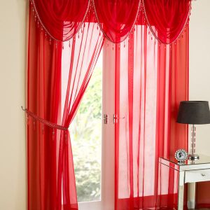 Crystal Ready Made Single Voile Curtain Red