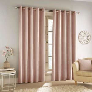 Savoy Blackout Ready Made Eyelet Curtains Blush