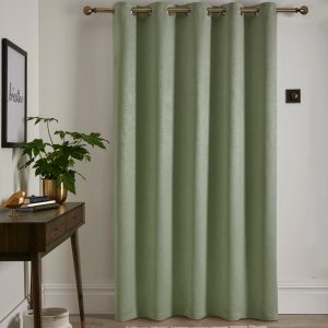 Fusion Strata 66x84 Eyelet Door Curtain Green