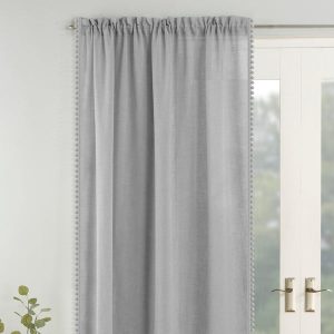 Tahiti Slot Top Ready Made Single Voile Curtain Grey