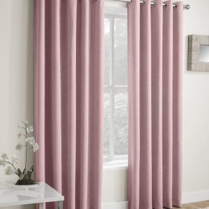 Vogue Thermal Blockout Ready Made Eyelet Curtains Blush