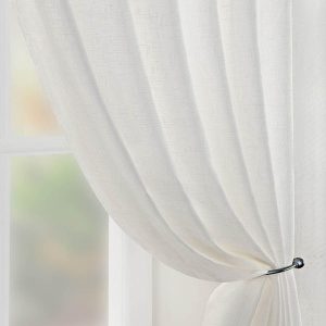 Boucle Ready Made Single Voile Curtain Cream