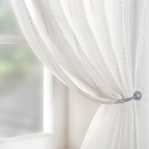 Chain Ready Made Single Voile Curtain White