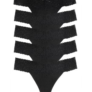 Lace Top Low Rise Thong 5-Pack